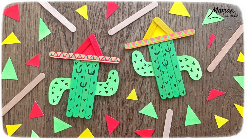 Fabriquer des cactus mexicains en récup' de bâtonnets de glace : activité créative et manuelle enfants - Recyclage, surcyclage de bâtonnets de glace en bois - Peinture avec gouache en stick - Bricolage, dessins, graphismes - Décoration DIY Fait maison - Arts visuels et Bricolage facile - Thème autour du monde, Amérique du Sud, Mexique, désert, été, vacances - Bricolage et décoration sympa et facile - Arts visuels maternelle et élémentaire - Cycles 1 et 2 - Créativité - tutoriel photos et vidéo - mslf