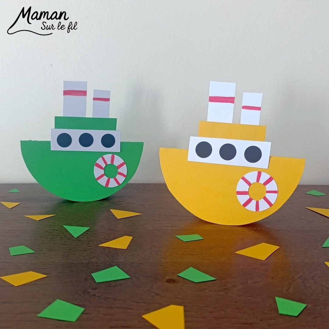 Fabriquer des bateaux en papier qui se balancent : activité créative et manuelle enfants - Découpage, collage de papier cartonnée - Perforatrice rond - Bricolage, dessins, graphismes - Culbuto, bateaux qui dansent - Jeu et Décoration DIY Fait maison - Arts visuels et Bricolage facile - Thème véhicules maritimes, bateaux, navires, océans, mer, été, vacances - Bricolage et décoration sympa et facile - Arts visuels maternelle et élémentaire - Cycles 1 et 2 - Créativité - tutoriel photos et vidéo - mslf