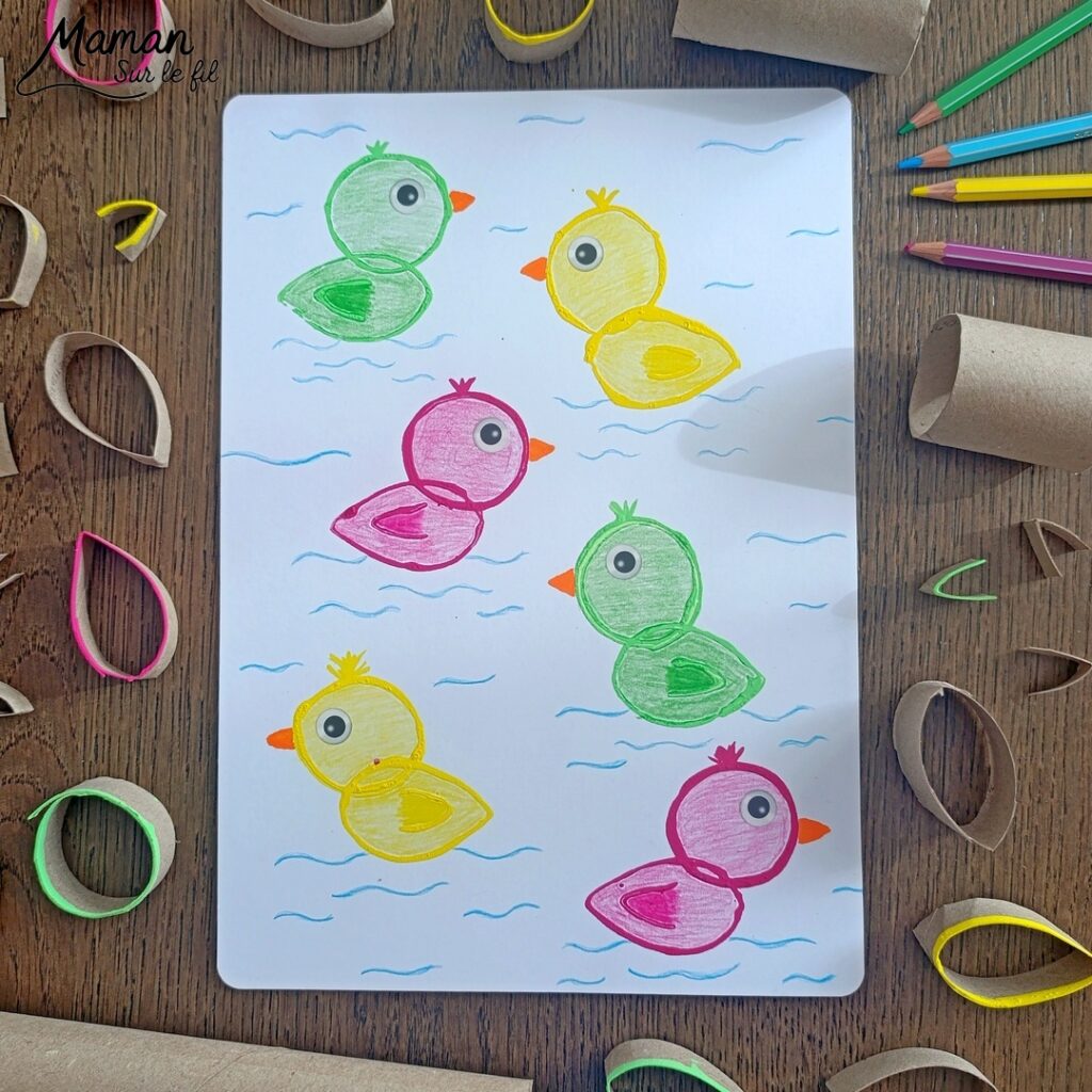Peindre des petits canards avec des rouleaux de PQ en carton : activité créative, récup', peinture et manuelle enfants - Recyclage, surcyclage de rouleaux de papier toilette en carton - Peinture, coloriage et dessin - Crayons de couleur et gommettes pour les yeux - Arts visuels et Bricolage facile - Thème animaux de la ferme, campagne, oiseaux - Bricolage et décoration sympa et facile - Arts visuels maternelle et élémentaire - Cycles 1 et 2 - Créativité - tutoriel photos - mslf