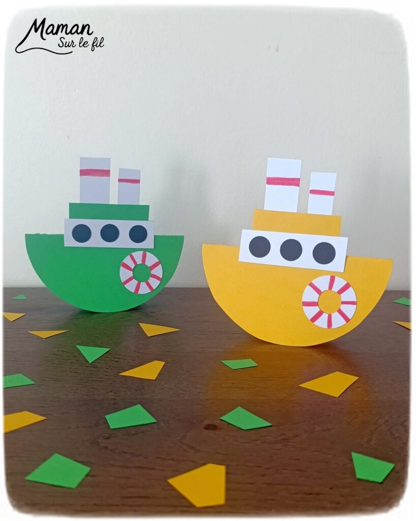 Fabriquer des bateaux en papier qui se balancent : activité créative et manuelle enfants - Découpage, collage de papier cartonnée - Perforatrice rond - Bricolage, dessins, graphismes - Culbuto, bateaux qui dansent - Jeu et Décoration DIY Fait maison - Arts visuels et Bricolage facile - Thème véhicules maritimes, bateaux, navires, océans, mer, été, vacances - Bricolage et décoration sympa et facile - Arts visuels maternelle et élémentaire - Cycles 1 et 2 - Créativité - tutoriel photos et vidéo - mslf