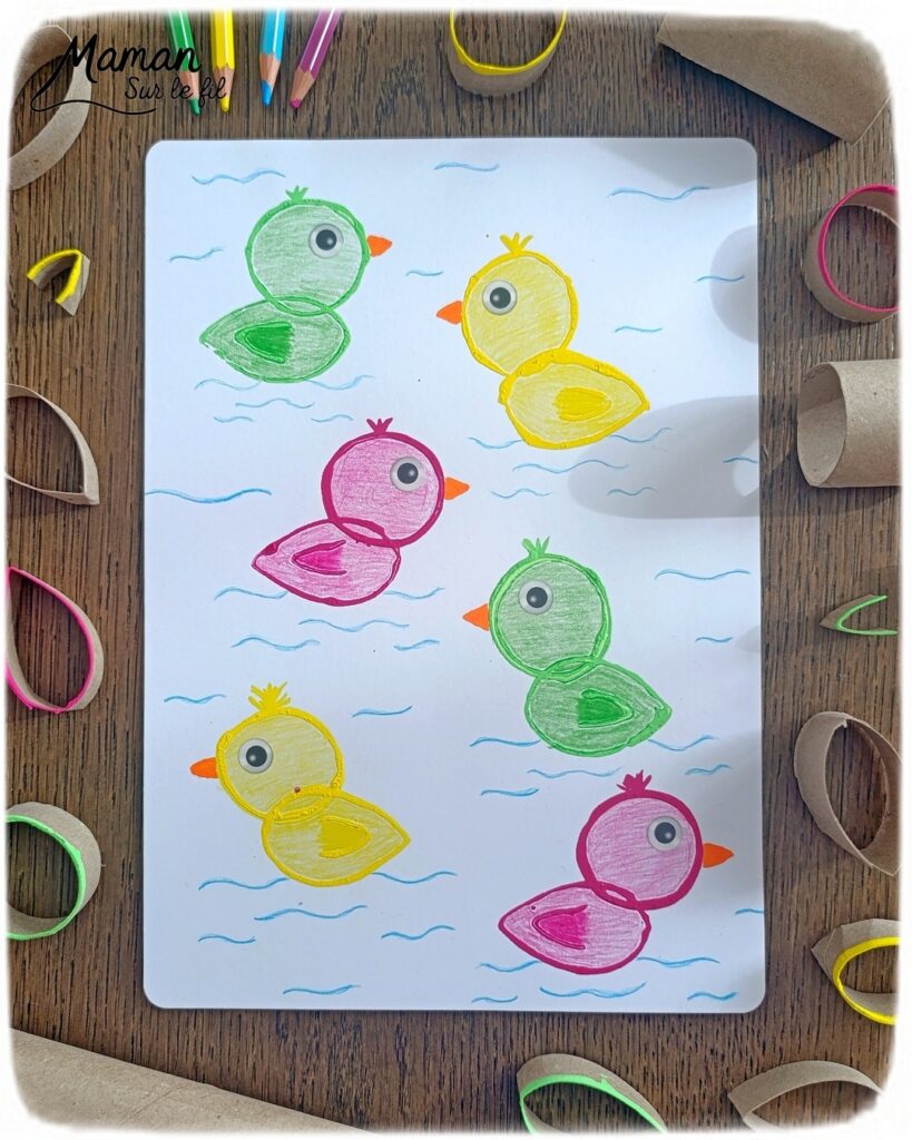 Peindre des petits canards avec des rouleaux de PQ en carton : activité créative, récup', peinture et manuelle enfants - Recyclage, surcyclage de rouleaux de papier toilette en carton - Peinture, coloriage et dessin - Crayons de couleur et gommettes pour les yeux - Arts visuels et Bricolage facile - Thème animaux de la ferme, campagne, oiseaux - Bricolage et décoration sympa et facile - Arts visuels maternelle et élémentaire - Cycles 1 et 2 - Créativité - tutoriel photos - mslf