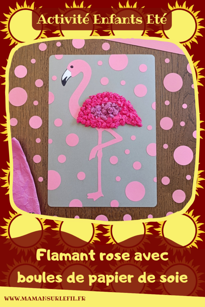 Créer un flamant rose avec des boules de papier de soie froissé : activité créative, récup' et manuelle enfants - Recyclage, surcyclage de papier de soie ou de papier crépon -Déchirage et froissage en boules - Découpage et Collage de papier -Motricité fine - Fond avec des cercles découpés à la perforatrice - Arts visuels et Bricolage facile - Thème animaux, oiseaux, été, vacances - Bricolage et décoration sympa et facile - Arts visuels maternelle et élémentaire - Cycles 1 et 2 - Créativité - tutoriel photos - mslf