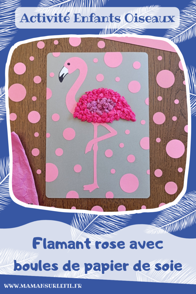 Créer un flamant rose avec des boules de papier de soie froissé : activité créative, récup' et manuelle enfants - Recyclage, surcyclage de papier de soie ou de papier crépon -Déchirage et froissage en boules - Découpage et Collage de papier -Motricité fine - Fond avec des cercles découpés à la perforatrice - Arts visuels et Bricolage facile - Thème animaux, oiseaux, été, vacances - Bricolage et décoration sympa et facile - Arts visuels maternelle et élémentaire - Cycles 1 et 2 - Créativité - tutoriel photos - mslf