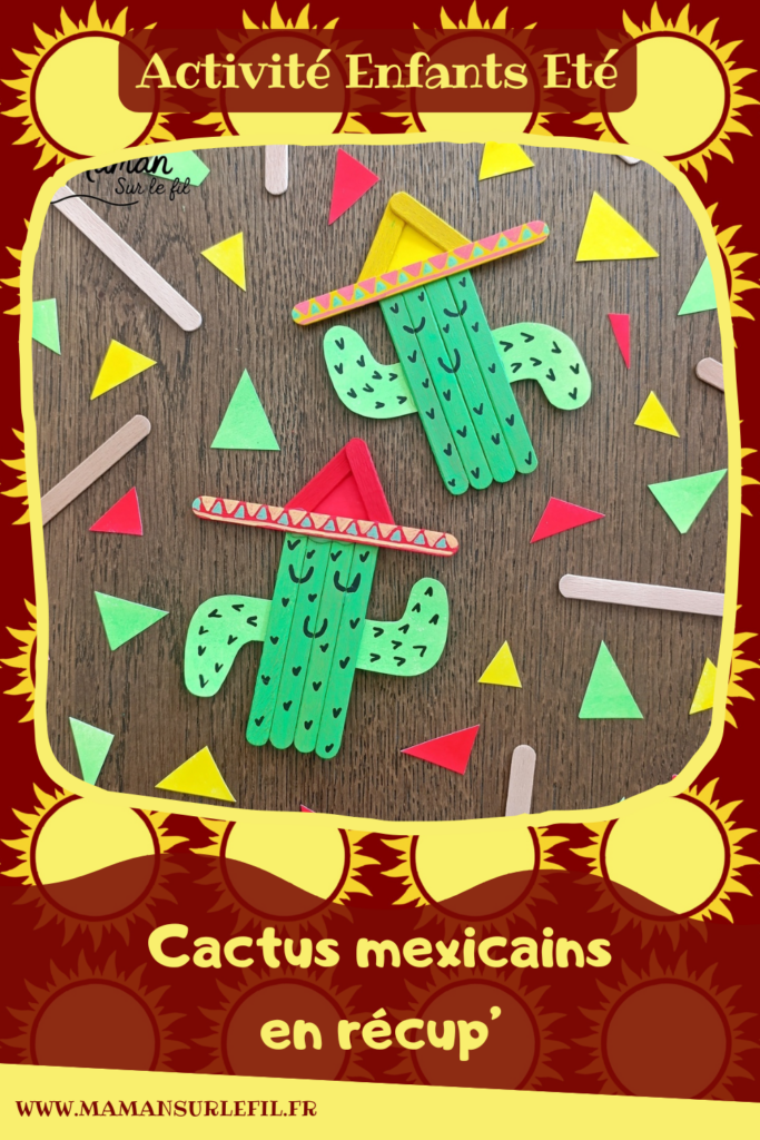 Fabriquer des cactus mexicains en récup' de bâtonnets de glace : activité créative et manuelle enfants - Recyclage, surcyclage de bâtonnets de glace en bois - Peinture avec gouache en stick - Bricolage, dessins, graphismes - Décoration DIY Fait maison - Arts visuels et Bricolage facile - Thème autour du monde, Amérique du Sud, Mexique, désert, été, vacances - Bricolage et décoration sympa et facile - Arts visuels maternelle et élémentaire - Cycles 1 et 2 - Créativité - tutoriel photos et vidéo - mslf
