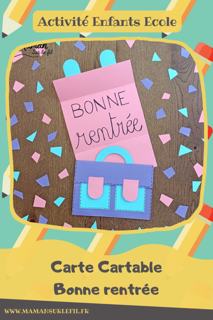 Créer une carte Cartable qui s'ouvre pour souhaiter une bonne rentrée : activité créative et manuelle enfants - Découpage, collage de papier - Ecriture - Carte ludique à offrir - Cadeau DIY Fait maison - Bricolage, décoration DIY Fait maison - Arts visuels et Bricolage facile - Thème Rentrée scolaire, matériel scolaire, école - Bricolage et décoration sympa et facile - Arts visuels maternelle et élémentaire - Cycles 1 et 2 - Créativité - tutoriel photos et vidéo - mslf