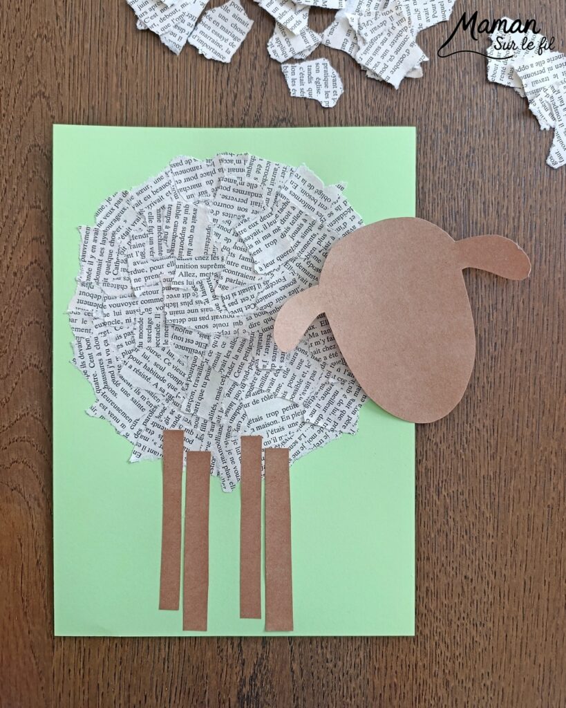 Créer un mouton en pages de livre déchirées : activité créative, récup' et manuelle enfants - Recyclage, surcyclage de vieux livres abîmés - Déchirage, découpage, collage de papier - Graphismes et dessin - Arts visuels et Bricolage facile - Thème animaux de la ferme, campagne - Bricolage et décoration sympa et facile - Arts visuels maternelle et élémentaire - Cycles 1 et 2 - Créativité - tutoriel photos - mslf