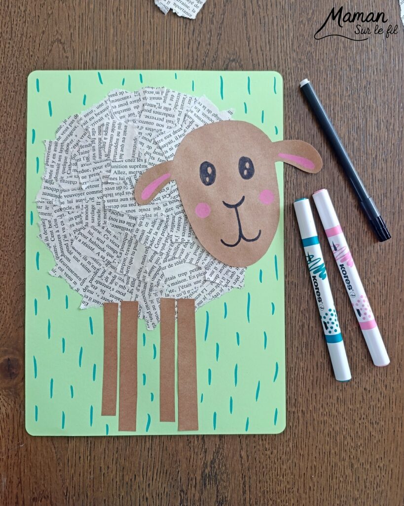 Créer un mouton en pages de livre déchirées : activité créative, récup' et manuelle enfants - Recyclage, surcyclage de vieux livres abîmés - Déchirage, découpage, collage de papier - Graphismes et dessin - Arts visuels et Bricolage facile - Thème animaux de la ferme, campagne - Bricolage et décoration sympa et facile - Arts visuels maternelle et élémentaire - Cycles 1 et 2 - Créativité - tutoriel photos - mslf