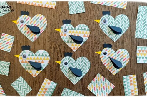 Créer des poules Coeurs avec du papier à motifs : activité créative, papier et manuelle enfants - Bricolage mignon - Découpage, collage de papier - Formes de coeur pour honorer l'amour - Couleurs automnales - Yeux mobiles - Arts visuels et Bricolage facile - Thème animaux de la ferme, campagne, pâques, oiseaux, saint-valentin, amour, amitié, automne - Bricolage et décoration sympa et facile - Arts visuels maternelle et élémentaire - Cycles 1 et 2 - Créativité - tutoriel photos et vidéo - mslf