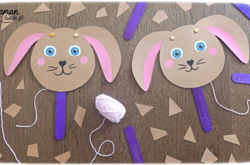 Fabriquer un lapin mignon aux oreilles articulées : activité créative, papier et manuelle enfants - Bricolage rigolo type marionnette - Découpage de papier - Récup', recyclage, surcyclage de bâtonnet de glace en bois - Articulation avec attaches parisiennes et fils / laine - Gommettes, dessin et coloriage - Arts visuels et Bricolage facile - Thème animaux de la ferme, campagne, pâques - Bricolage et décoration sympa et facile - Arts visuels maternelle et élémentaire - Cycles 1 et 2 - Créativité - tutoriel photos et vidéo - mslf