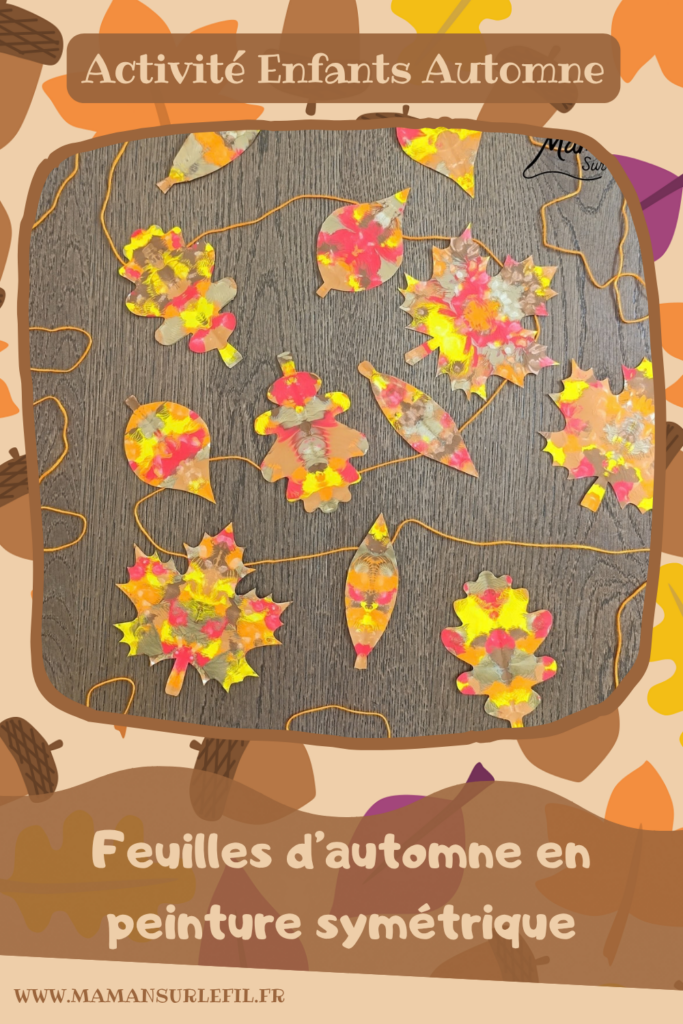 Créer une guirlande de feuilles mortes d'automne en peinture symétrique : activité créative, peinture et manuelle - Découpage des feuilles et peinture par symétrie en pliant le papier en deux - Technique de peinture pour aborder la symétrie - Couleurs chaudes et automnales - Scotchage à un fil ou à un bout de laine pour en faire une guirlande à suspendre, une suspension pour décorer - Bricolage et décoration DIY et facile - Bricolage Fait maison, décoration - Thème Forêts, Arbres, feuilles mortes, automne - Bricolage sympa et facile - Arts visuels Maternelle et cycle 2 - Maternelle et élémentaire - Créativité et lecture jeunesse - Cycle 1 ou 2 - tutoriel photos - mslf