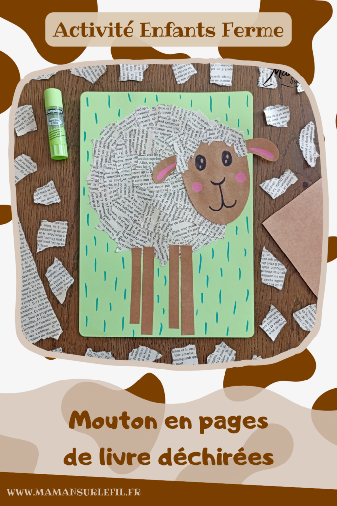 Créer un mouton en pages de livre déchirées : activité créative, récup' et manuelle enfants - Recyclage, surcyclage de vieux livres abîmés - Déchirage, découpage, collage de papier - Graphismes et dessin - Arts visuels et Bricolage facile - Thème animaux de la ferme, campagne - Bricolage et décoration sympa et facile - Arts visuels maternelle et élémentaire - Cycles 1 et 2 - Créativité - tutoriel photos - mslf