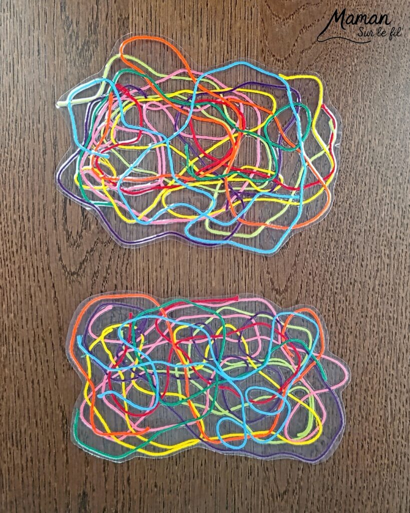 Créer des monstres colorés en laine plastifiée : activité créative, rigolote et manuelle - Laine, fils de broderie multicolores collé ou plastifié pour faire une forme aléatoire de monstres - Yeux rigolos découpés et collés pour finir - Découpage, collage - Tête de monstre rigolote - Bricolage et décoration DIY et facile - Bricolage Fait maison, décoration - Thème Halloween, monstres, créatures imaginaires et légendaires - Bricolage sympa et facile - Arts visuels Maternelle et cycle 2 - Maternelle et élémentaire - Créativité - Cycle 1 ou 2 - tutoriel photos et vidéo - mslf