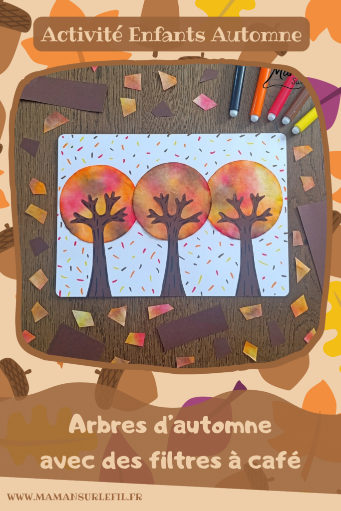 Créer une forêt et des arbres d'automne avec des filtres à café : activité créative, peinture et manuelle - Découpage de cercles dans les filtres à café - Gribouillage avec des feutres et pulvérisation d'eau sur les filtres à café - Couleurs automnales se mélangent pour créer des dégradés - Découpage et collage de papier pour les troncs - Dessins et graphismes - Couleurs chaudes et automnales - Bricolage et décoration DIY et facile - Bricolage Fait maison, décoration - Thème Forêts, Arbres, feuilles mortes, automne - Bricolage sympa et facile - Arts visuels Maternelle et cycle 2 - Maternelle et élémentaire - Créativité - Cycle 1 ou 2 - tutoriel photos et vidéo - mslf